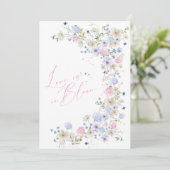 Liefde in bloei bloemig roze Paarse Vrijgezellenfe Kaart (Staand voorkant)