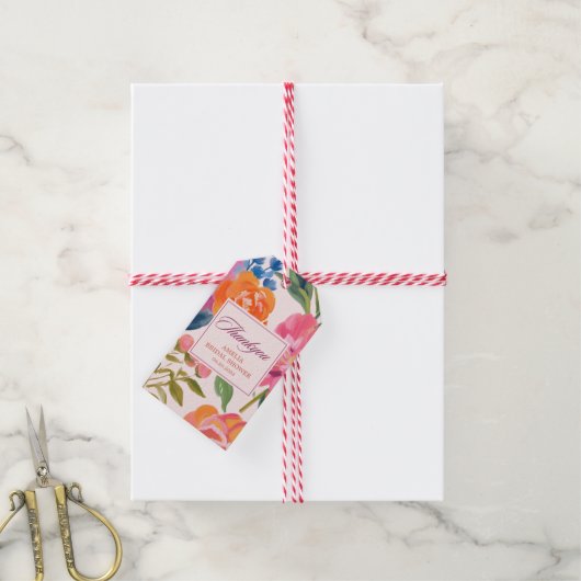 Liefde in bloei bloemig Vrijgezellenfeest dank u g Cadeaulabel (Met Touw)