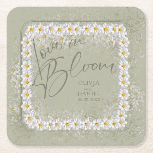 Liefde in bloei Boho Witte Bloemen Kartonnen Onderzetters