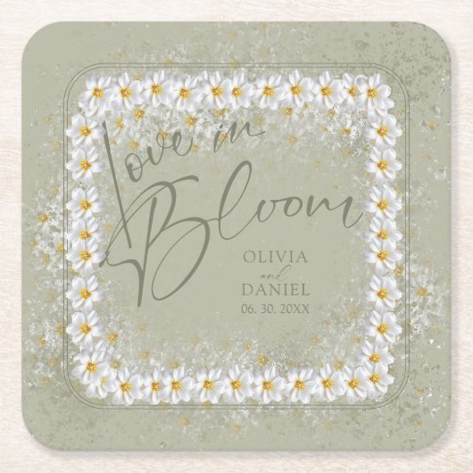 Liefde in bloei Boho Witte Bloemen Kartonnen Onderzetters (Voorkant)