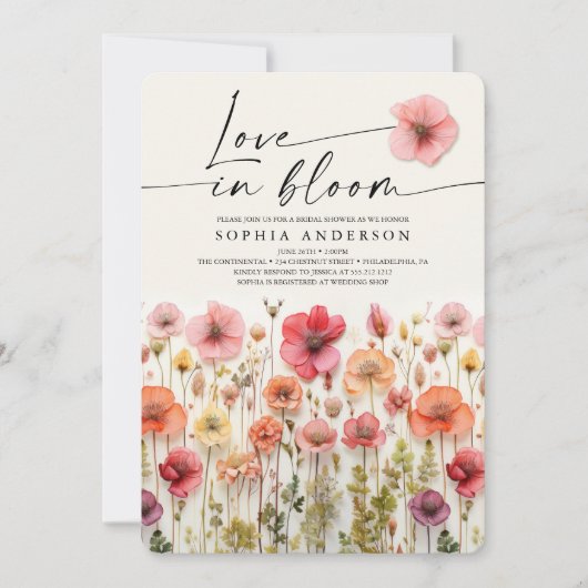 Liefde in bloei bruids doucheuitnodiging Kaart (Voorkant)
