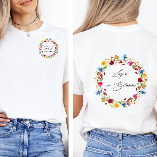 Liefde in bloei bruidsfeest wildbloem aangepast Tri-Blend shirt