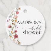 Liefde in bloei, bruiloftsbruidsshower met wilde b bedankjes labels (Voorkant)