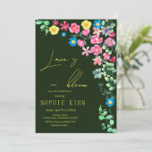 Liefde in bloei donkergroen bloemig Vrijgezellenfe Kaart (Staand voorkant)