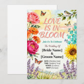 Liefde in Bloei – Elegante Bloemen Bruiloft Uitnod Kaart (Voorkant / Achterkant)