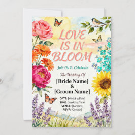 Liefde in Bloei – Elegante Bloemen Bruiloftsinvati Kaart