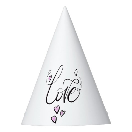Liefde in Bloei Elegante Minimalistische Script Fe Feesthoedjes (Voorkant)