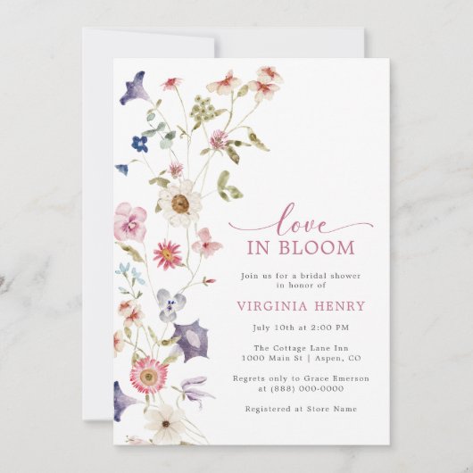 Liefde in bloei Foto bruids douche uitnodiging (Voorkant)