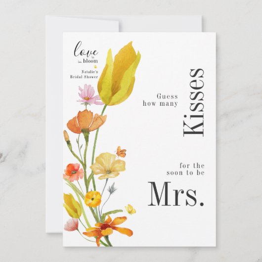 Liefde in Bloei Hoeveel Kussen Vrijgezellenfeest K Kaart (Achterkant)