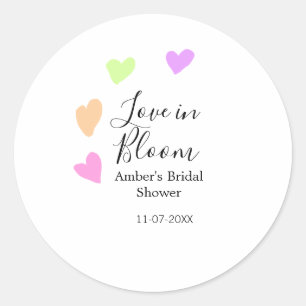 Liefde in bloei kleurrijk hart bruidsuitnodiging n ronde sticker