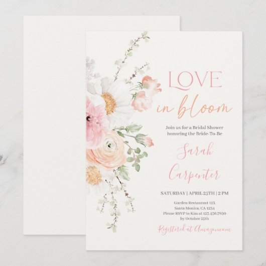 Liefde in bloei lente bruids douche uitnodiging (Voorkant / Achterkant)