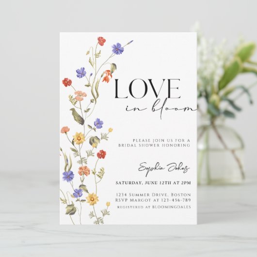 Liefde in bloei lente wilde bloem Vrijgezellenfees Kaart (Staand voorkant)