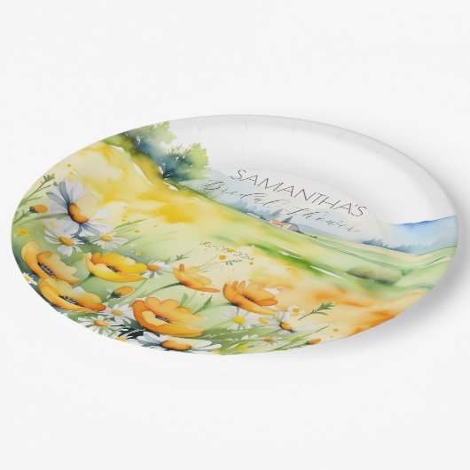 Liefde in bloei lente zomerbloem vrijgezellenfeest papieren bordje (Gekanteld)