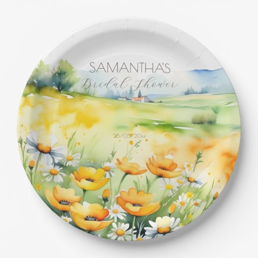 Liefde in bloei lente zomerbloem vrijgezellenfeest papieren bordje (Voorkant)