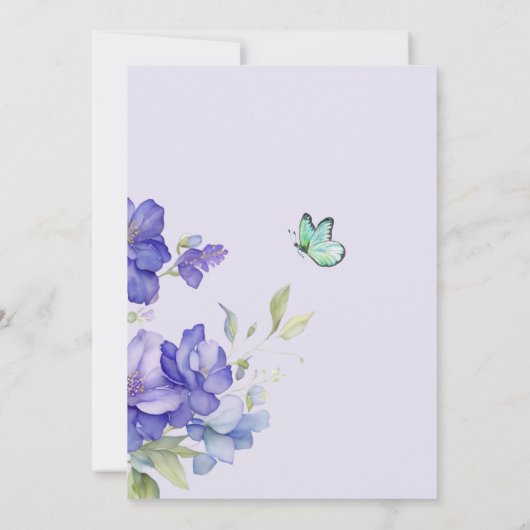 Liefde in bloei Paarse bruids douche uitnodiging (Achterkant)