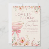Liefde in Bloei QR Code Champagne Strik Bruidsdine Kaart (Voorkant)