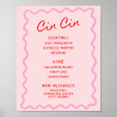 Liefde in bloei Rood Roze Cin Cin Bar Menu Poster (Voorkant)