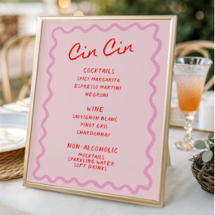 Liefde in bloei Rood Roze Cin Cin Bar Menu Poster