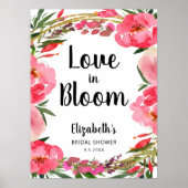 Liefde in Bloei Roze Bloemen Bruidsfeest Poster (Voorkant)