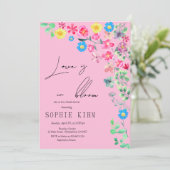 Liefde in bloei roze bloemig Vrijgezellenfeest Kaart (Staand voorkant)