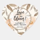 Liefde in bloei Roze bloemige bruiloft Hart Sticker (Voorkant)