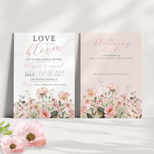 Liefde in bloei Roze Wildflower Garden Vrijgezelle Kaart