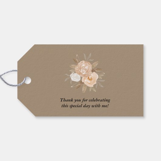 Liefde in bloei rustieke perzik bloemen cadeaulabel (Achterkant Horizontaal)