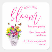 Liefde In Bloei Trouwbloem Tuin Zaden Gunst Vierkante Sticker (Voorkant)