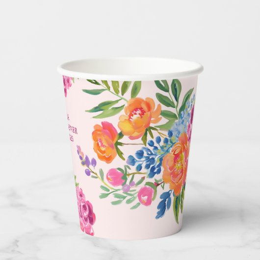 Liefde in bloei vet bloemig Vrijgezellenfeest Papieren Bekers (Achterkant)