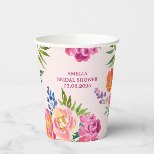 Liefde in bloei vet bloemig Vrijgezellenfeest Papieren Bekers (Links)