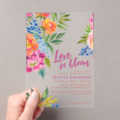Liefde in bloei Vetgedrukte bloemen Kleurrijk vrij Acryl Uitnodigingen (Insitu (Draagbaar))
