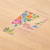 Liefde in bloei Vetgedrukte bloemen Kleurrijk vrij Acryl Uitnodigingen (Laagn)