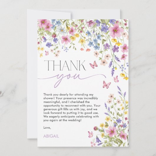 Liefde in Bloei Vlinder Bruidsfeest Bedankkaart (Voorkant)