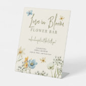 Liefde in bloei vrijgezellenfeest bloembalk teken reclamebord met voetstuk (Voorkant)