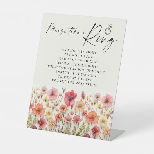 Liefde in bloei Vrijgezellenfeest ring spel teken Reclamebord Met Voetstuk (Voorkant)