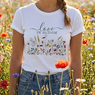 Liefde in Bloei Weide met Wilde Bloemen Bruidsfees T-shirt