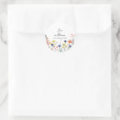 Liefde in bloei wilde bloem bruiloft feest ronde sticker (Tas)