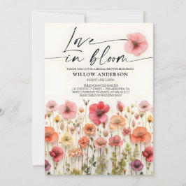 Liefde in bloei, wilde bloem bruiloftsbruidsshower kaart