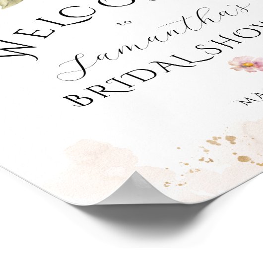 Liefde in bloei Wilde bloem Rustieke Bruidsdouche Poster (Hoek)