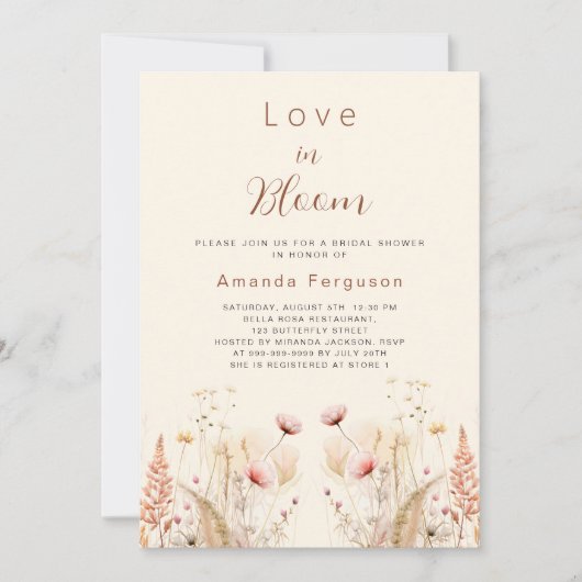 Liefde in bloei wilde bloemen boho Vrijgezellenfee Kaart (Voorkant)