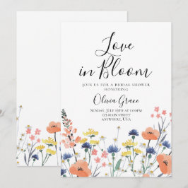 Liefde in bloei Wilde bloemen bruidsfeest uitnodig Kaart