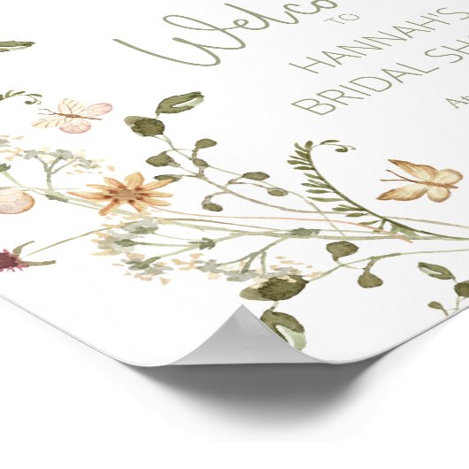 Liefde in bloei Wilde Bloemen Bruidsfeest Verwelko Poster (Hoek)