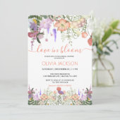 Liefde in bloei Wildflower Bruidsdouche Uitnodigin Feestdagenkaart (Staand voorkant)