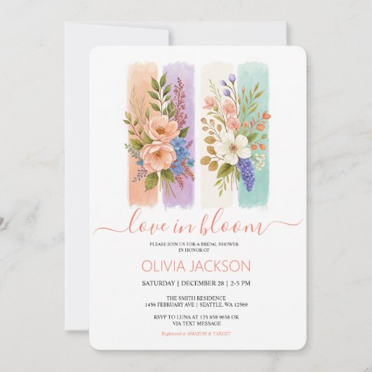 Liefde in bloei Wildflower Bruidsdouche Uitnodigin Feestdagenkaart (Voorkant)