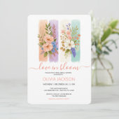Liefde in bloei Wildflower Bruidsdouche Uitnodigin Feestdagenkaart (Staand voorkant)