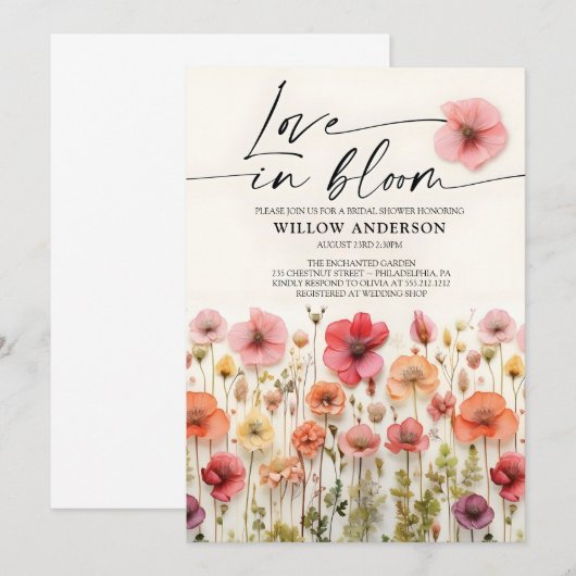 Liefde in bloei, Wildflower Vrijgezellenfeest uitn Kaart (Voorkant / Achterkant)