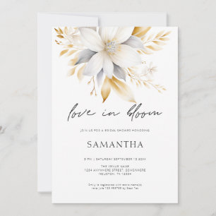 Liefde in bloei witgouden bloemen Vrijgezellenfees Kaart