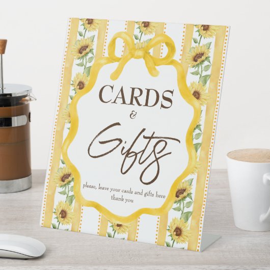 Liefde in bloei zonnebloem bruidsfeest cadeautafel reclamebord met voetstuk (Insitu)