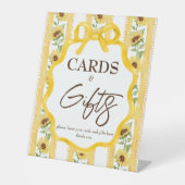 Liefde in bloei zonnebloem bruidsfeest cadeautafel reclamebord met voetstuk (Voorkant)