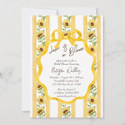 Liefde in bloei zonnebloemen gestreepte bruids dou kaart (Voorkant)